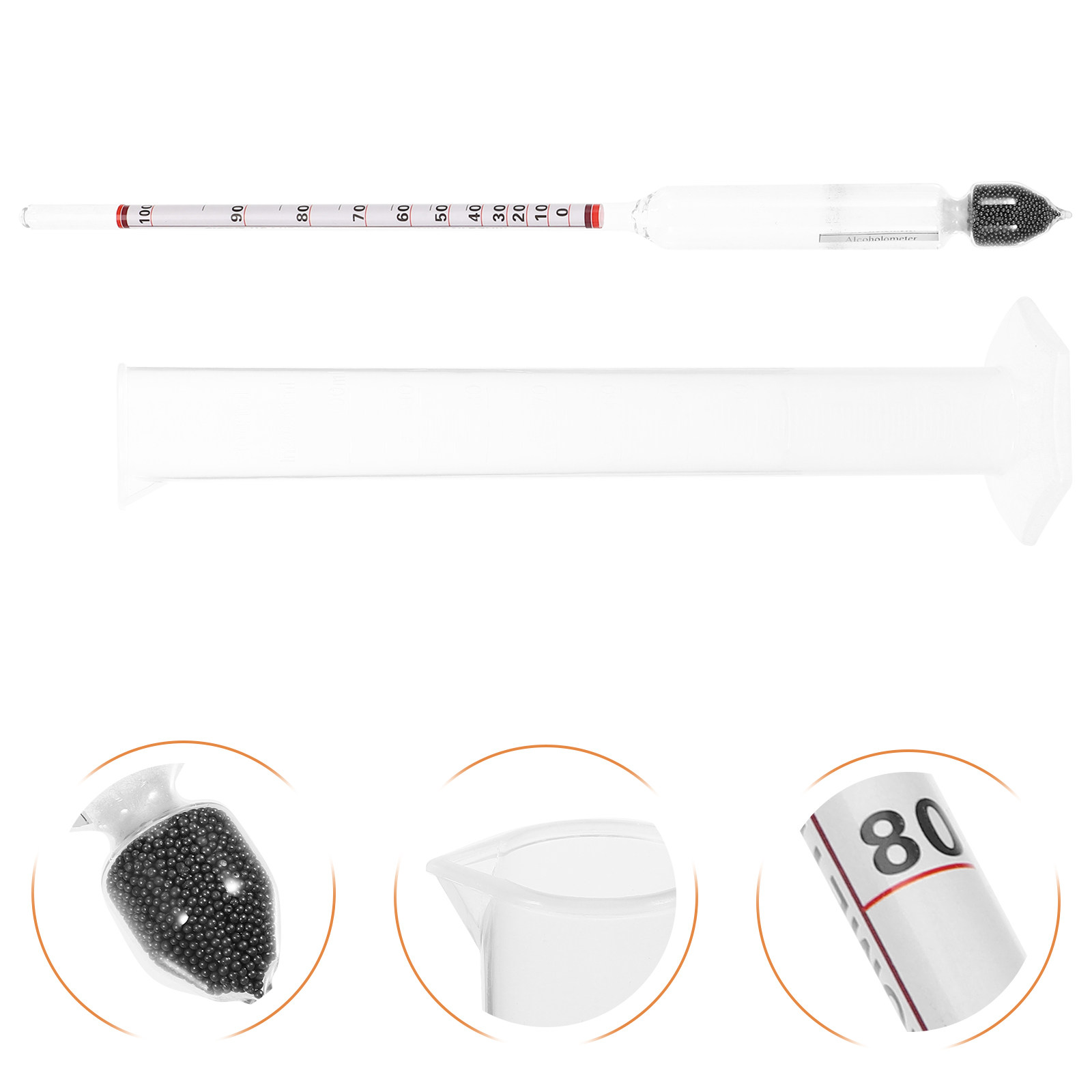 Wine Beer Cider - 1Set Sturdy Plastic Hydrometer and Cylinder