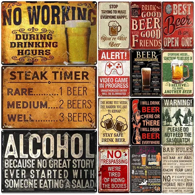 Beer And Wine Quote - Bar Pub Sign Decor Funny Quotes