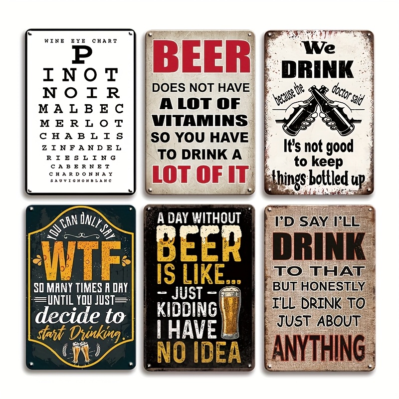 Beer And Wine Quote - 2026 Metal Tin Sign Funny Beer