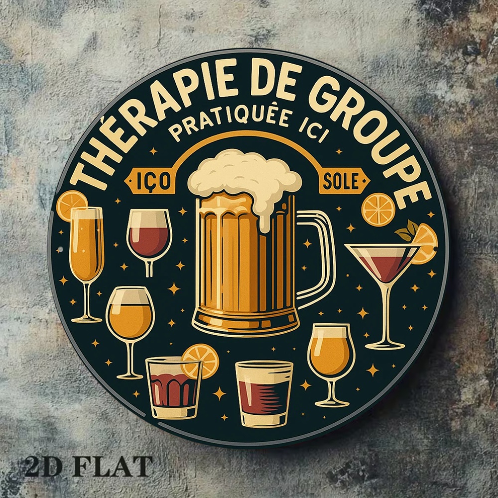 2D Flat Round Vintage Metal Ti - Beer And Wine Quote recension och pris