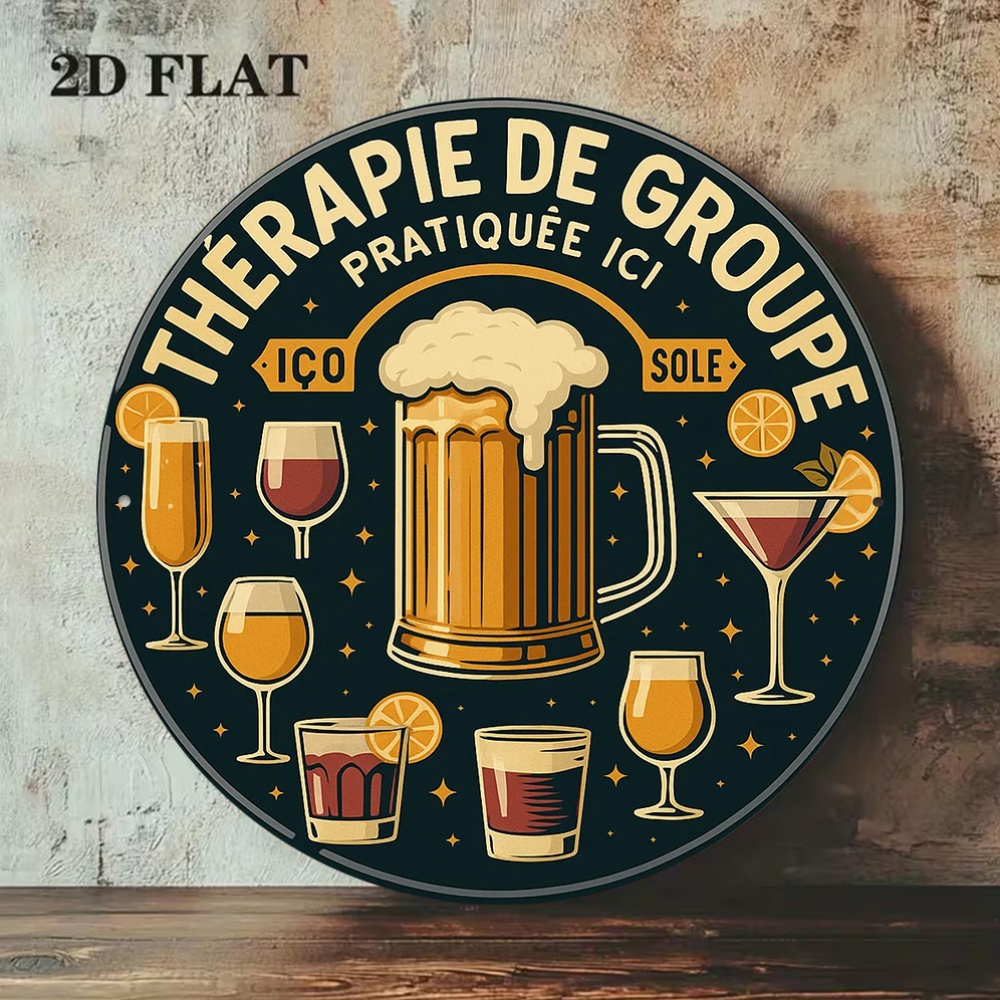 2D Flat Round Vintage Metal Ti - Beer And Wine Quote recension och pris