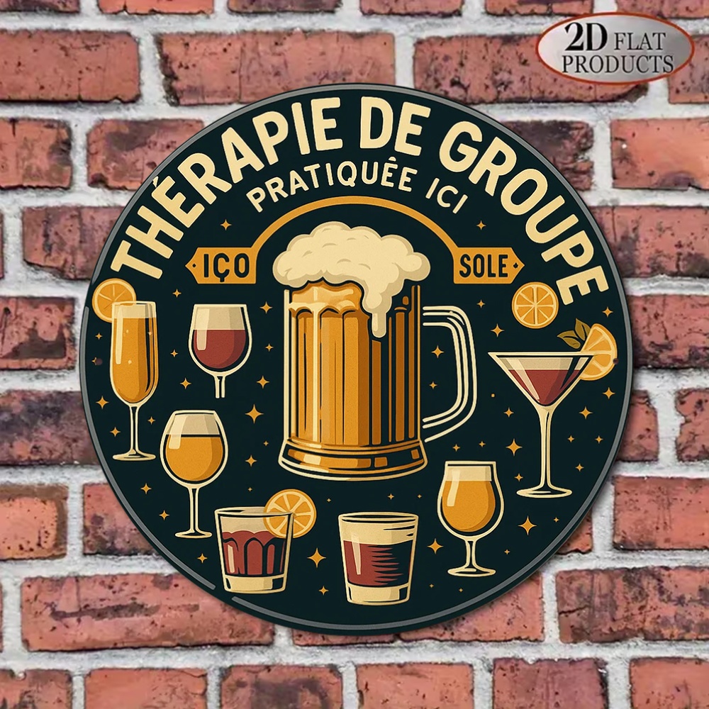 2D Flat Round Vintage Metal Ti - Beer And Wine Quote recension och pris