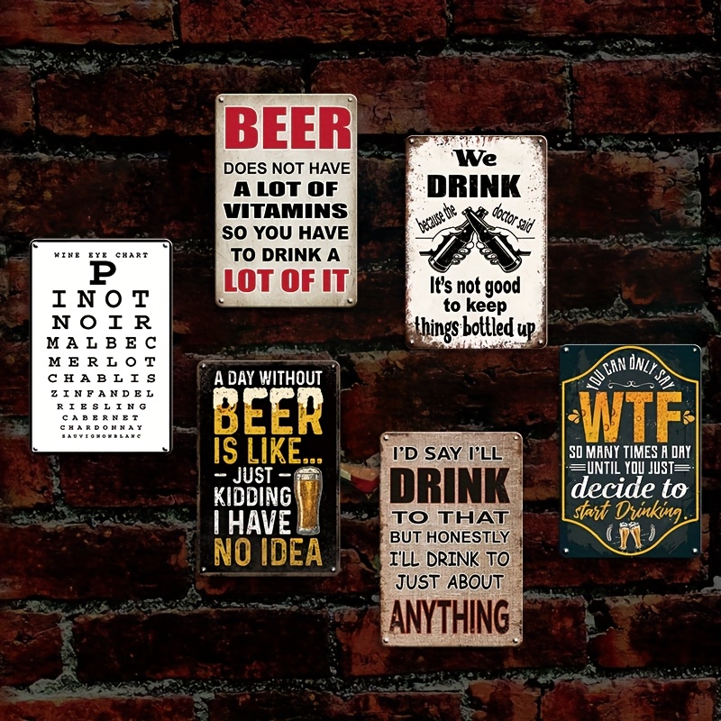 1Pc Vintage 2D Flat Funny Beer - Beer And Wine Quote recension och pris