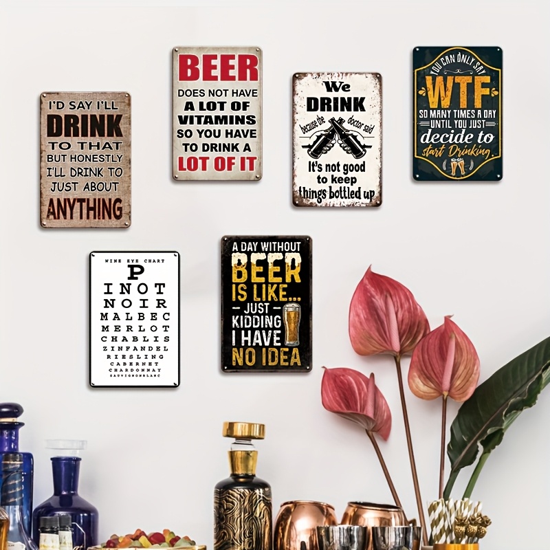 1Pc Vintage 2D Flat Funny Beer - Beer And Wine Quote recension och pris