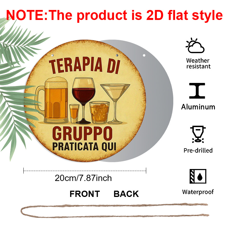 2D Flat, 1pc 7.87inchs Round A - Beer And Wine Quote recension och pris