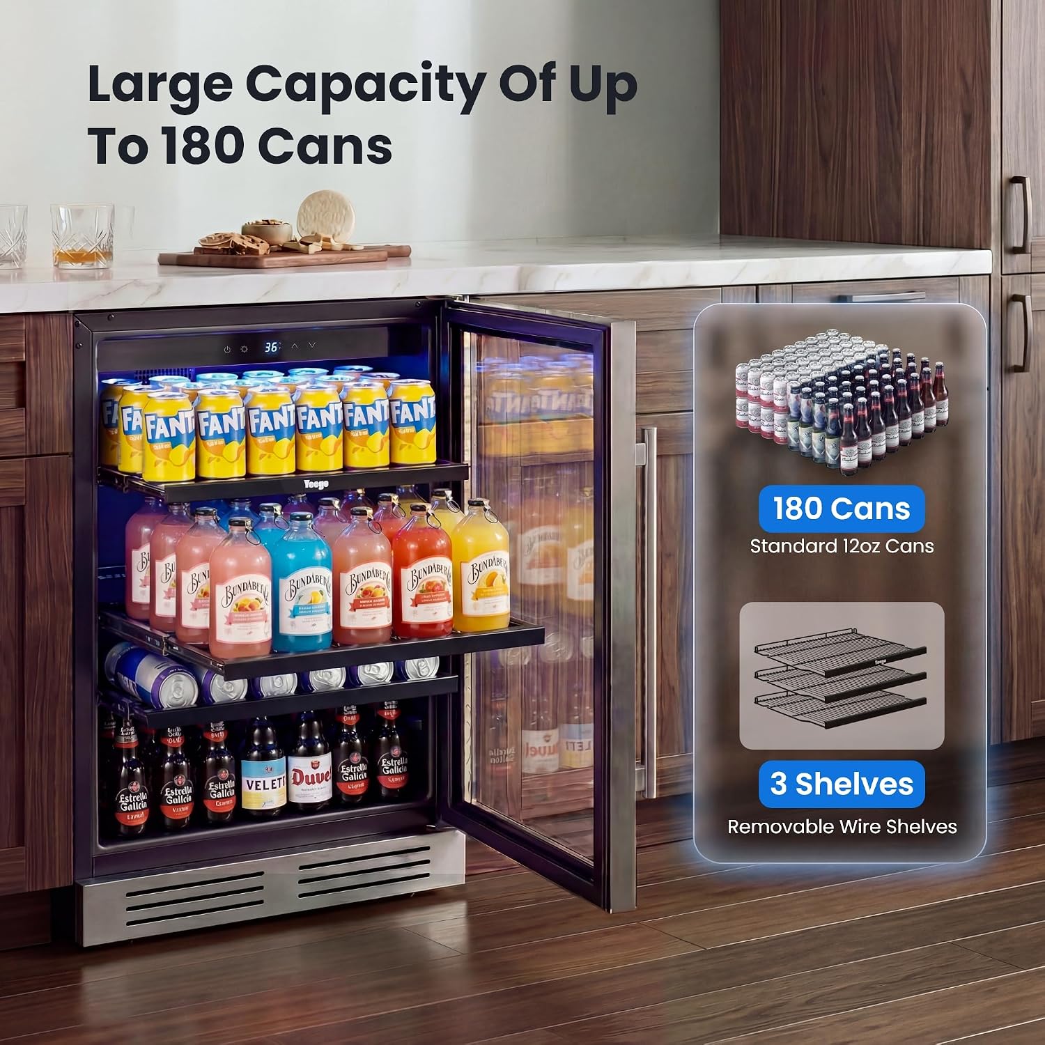 24 Inch Beverage Cooler Fridge - Wine Beer Fridge Under Counter recension och pris