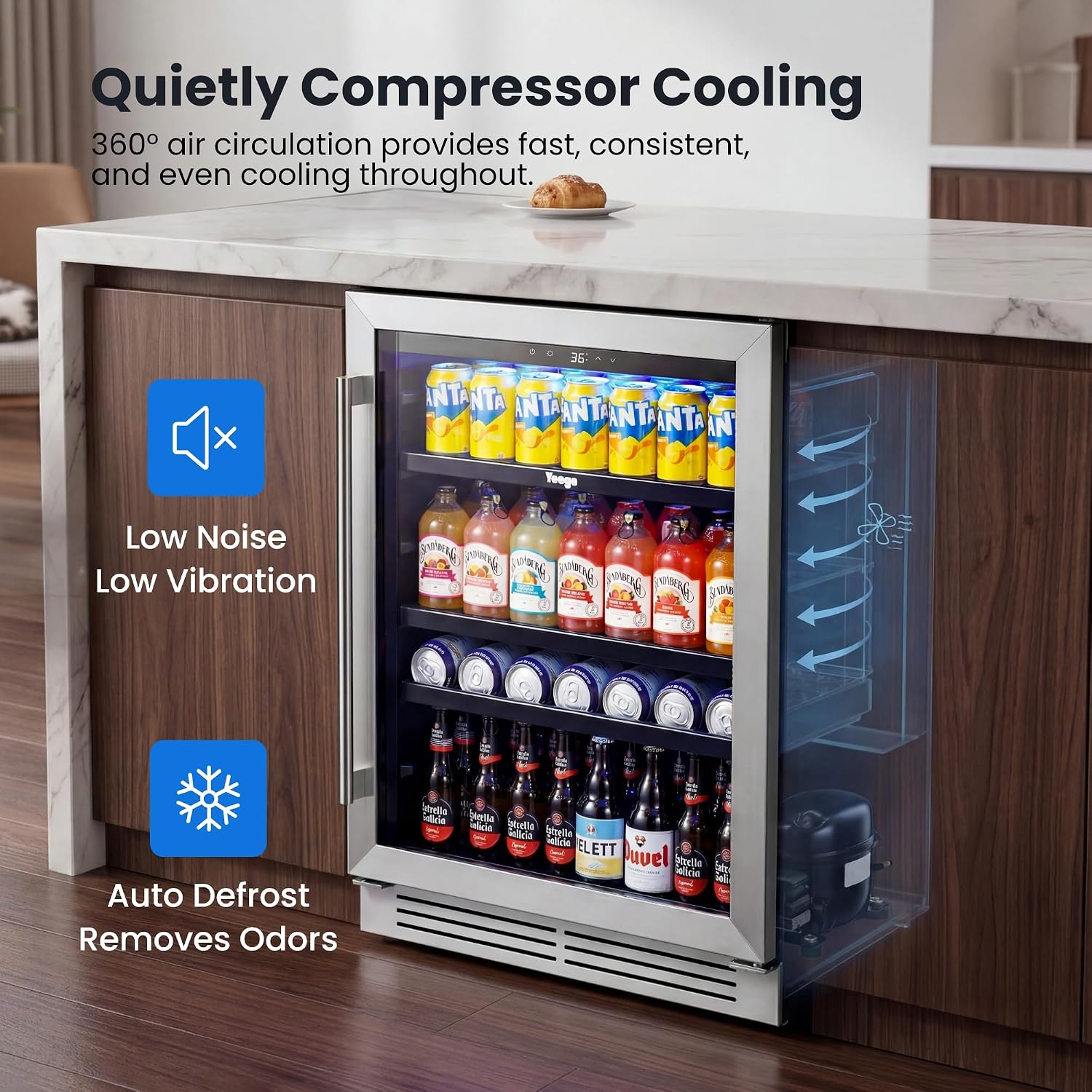 24 Inch Beverage Cooler Fridge - Wine Beer Fridge Under Counter recension och pris